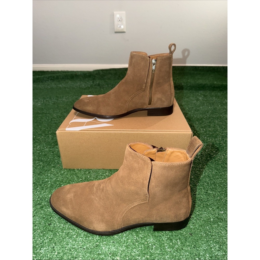 Zara Men's Brown Suede Chelsea Ankle Boots Size 7 Side Zip Casual Dress Shoes